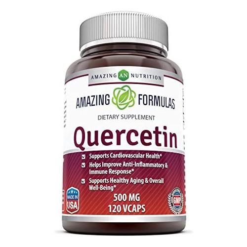 Amazing Formulas Quercetin - 500 Mg, 120 Veggie Capsules (Non-GMO,Gluten Free) Supports Cardiovascular Health-Helps Improve Anti-Inflammatory & Immune System - Supports Healthy Aging & Overall Health
