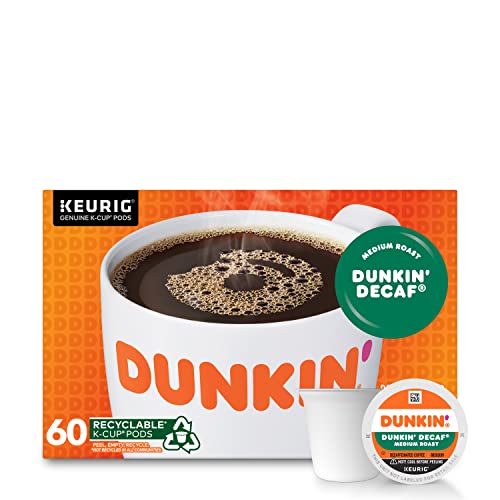 초유 Dunkin Donuts Medium Roast Decaf Coffee 60 K Cups for Keurig Coffee Makers