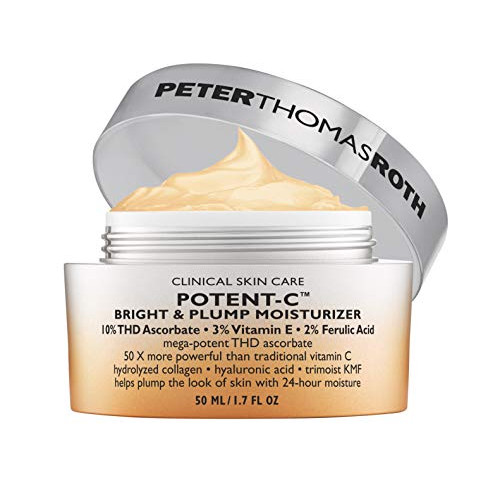 Peter Thomas Roth | Potent-C Bright & Plump Moisturizer | Brightening Vitamin C Moisturizer and Anti-Aging Cream with Collagen light blue 1.69 Fl Oz