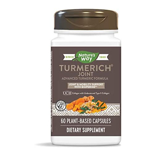 Natures Way TurmeRich Joint Advanced Trip-Action Mobility Formula BioPerine® Turmeric Bioavailability 60 Plant-Based Capsules