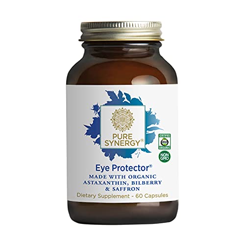 Pure Synergy Eye Protector 60 Capsules Complete 비타민 w/Lutein Zeaxanthin Bilberry Astaxanthin