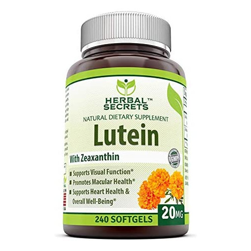 Herbal Secrets Lutein Zeaxanthin 20 Mg 240 Softgels Non-GMO - Supports Heart Health Well Being Support Visual Function Promotes Macular