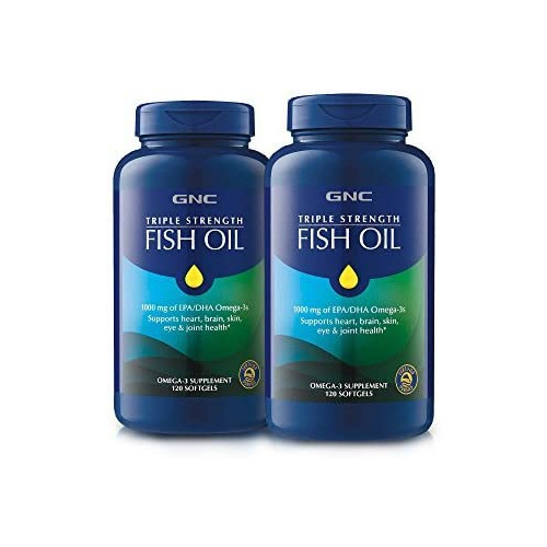 GNC Triple Strength Omega 3 Fish Oil 1000mg, 120 Count, Supports Joint, Skin, Eye, and Heart Health