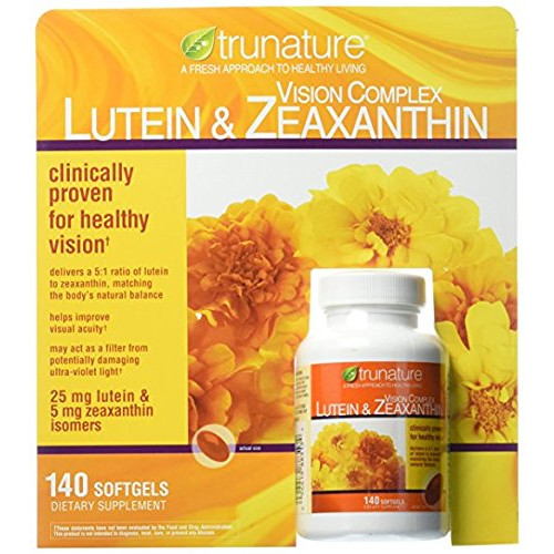 루테인 Trunature Vision Softgels Complex Lutein and Zeaxanthin Supplement, 140 Count