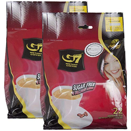 인스턴트커피 Trung Nguyen G7 Instant Coffee - 2-Pack Set of 22 Instant Coffee Packets - 44-Piece Set of 3-in-1 Collagen & Sugar-Free Coffee - Rich Taste, Dark Roast Instant Coffee Singles - Fast & Easy To Brew