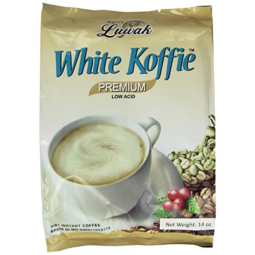 LUWAK White Koffie LOW ACID (3in1) Instant Coffee 13.5oz, Pack of 20 sachets