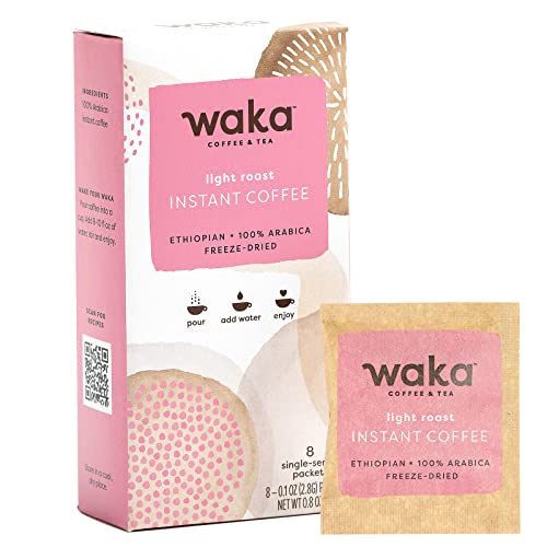 인스턴트커피 Waka Coffee Decaffeinated Quality Instant Coffee, Colombian, Medium Roast 100% Arabica, Freeze Dried Add Water, Give Water (Colombian Decaf, 8 Servings)