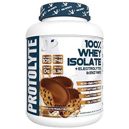 단백질 파우더 VMI 스포츠 ProtoLyte 100% Whey Isolate Protein Peanut Butter Cookies & Cream 1.63lb Amino Acids Electrolytes Enzymes High Lactose Free Low Sugar