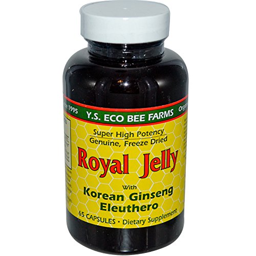 프로폴리스 Y.S. Eco Bee Farms Royal Jelly with Korean Ginseng Eleuthero 65 Capsules