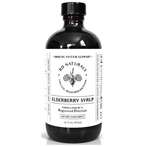 RD Naturals™ Elderberry Syrup - Formulated by a Registered Dietitian - Immune Support - Lab Tested, Organic Elderberries, Raw Honey, No Preservatives, All Natural, Tastes Great, Amber Glass Bottle