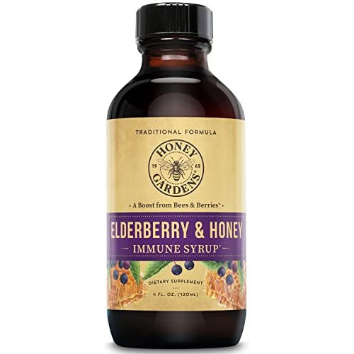 Honey Gardens Elderberry Syrup w/Apitherapy Raw Honey, Propolis & Elderberries | Immune Formula | 2 Pack