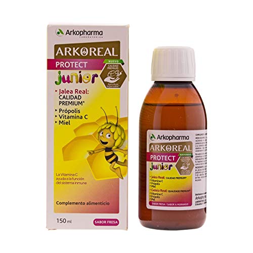 Arkopharma Arkoreal Royal Jelly Protect Syrup Junior 150ml u2013 Strengthen The Immune System - Premium Quality u2013 Propolis & Vitamin C u2013 Strawberry Flavoured