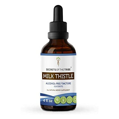 Milk Thistle Alcohol-Free Liquid Extract, Organic Milk Thistle (Silybum marianum) Dried Seed Tincture Supplement (2x4 FL OZ)