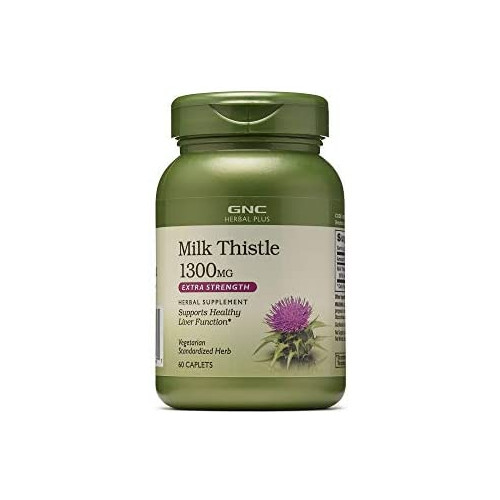 GNC Herbal Plus Milk Thistle 1300mg, 60 Caplets, Supports Healthy Liver Function