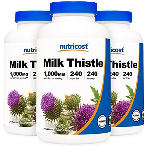 Nutricost Milk Thistle 250mg (1000mg Equivalent), 240 Vegetarian Capsules - 4:1 Extract - Non-GMO and Gluten Free