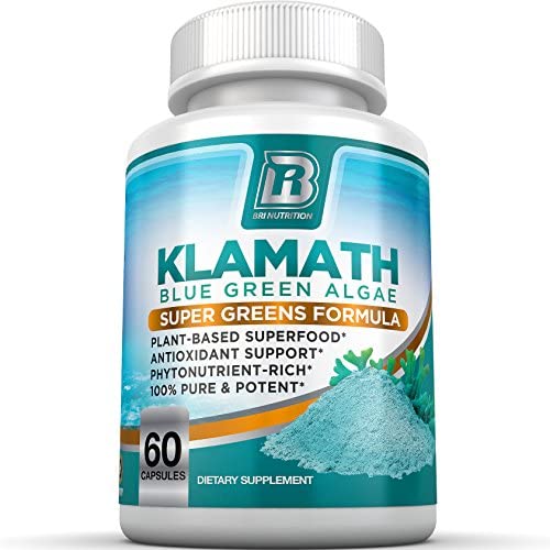클로렐라 BRI Nutrition Klamath Blue Green Algae - More Effective Than Spirulina or Chlorella- Grown From The Clean Pure Source Of Klamath Lake 500mg 60ct Gel Capsules