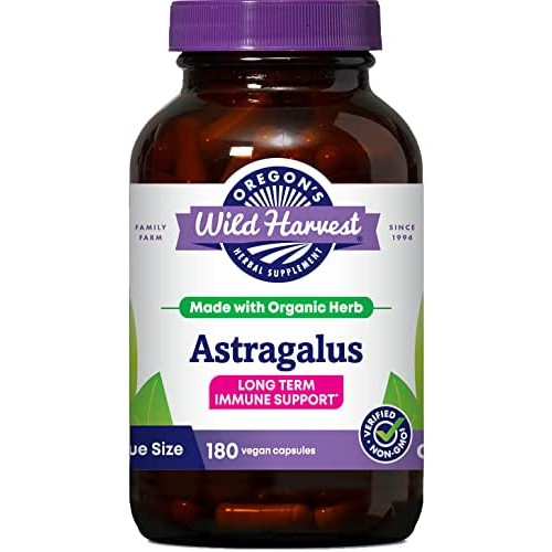 Oregons Wild Harvest, Certified Organic Astragalus Capsules for Immunity Support, 1125 MGS, 90 Ct
