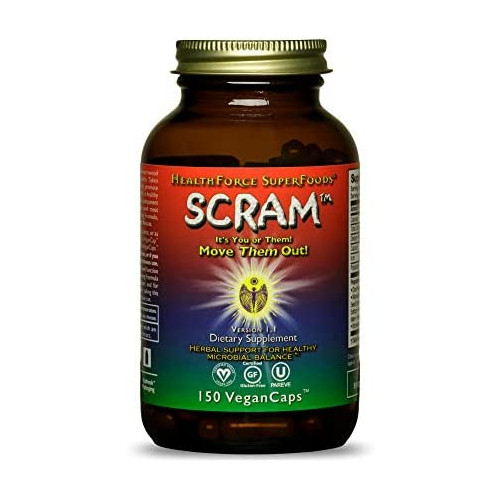 밀크시슬 HealthForce SuperFoods Scram - 150 Vegan Capsules - All Natural Internal Parasite Cleanse Anti Fungal Anti Yeast - Non GMO Gluten Free - 15 Servings