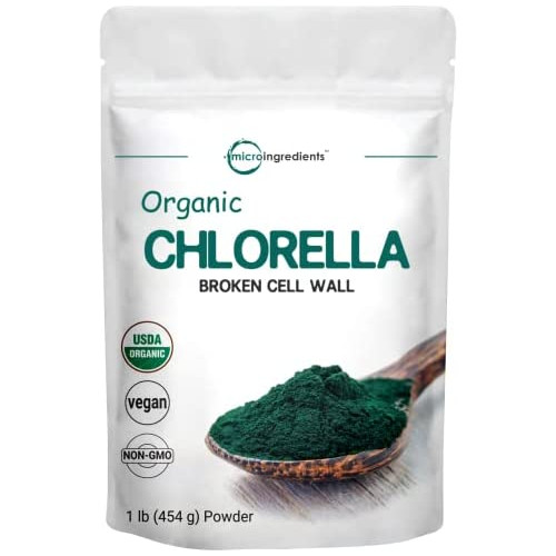 클로렐라 Micro Ingredients USDA Organic Chlorella Powder 500 grams 1.1 pound Best Superfood Rich Vitamins & Proteins