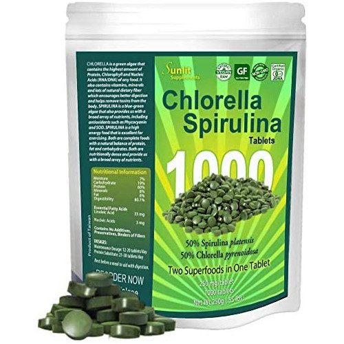 클로렐라 Chlorella Spirulina Tablets Mega-pack 1000 tablets