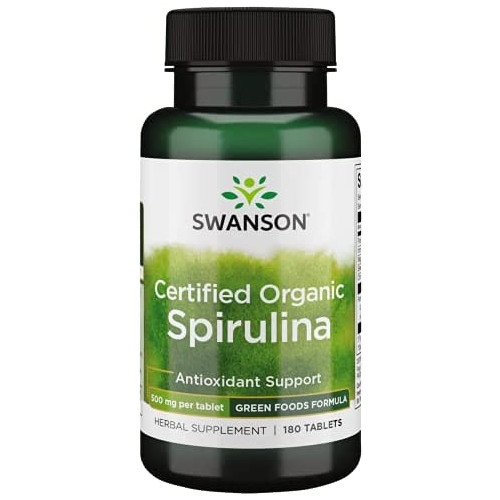 Swanson Certified Organic Spirulina 500 Milligrams 180 Tabs