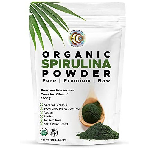 Earth Circle Organics | Organic Spirulina Powder, Kosher, Raw and Non-Irradiated | Pure Vegan Protein | Premium Superfood, High in Amino Acids and Antioxidants