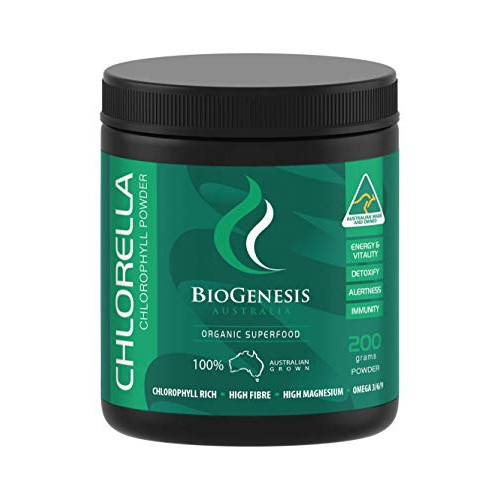 Biogenesis Chlorella Powder, Australian Grown, 7.05 oz (200g), Gluten Free, Non GMO, Organically Grown, Cracked Cell Wall, Highest Quality, Vegan, Free USA Shipping
