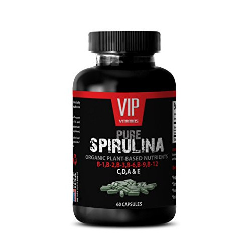 Pure Spirulina 500 mg Extract - Organic Superfoods - to Promote Metabolism and Heart Health (1 Bottle 60 Capsules)