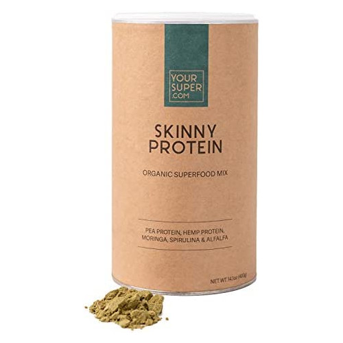 Your Super Skinny Protein Superfood Powder - Carb-Conscious, Plant Based Protein Powder, Essential Amino Acids - Pea Protein, Hemp Protein, Organic Spirulina, Moringa, Alfalfa - 26 Servings