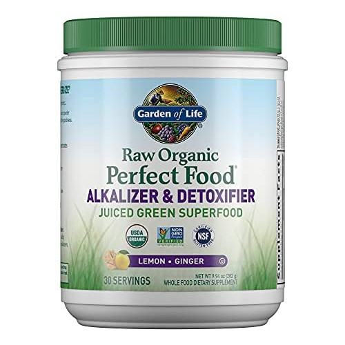 Garden of Life Raw Organic Perfect Food Alkalizer & Detoxifier Juiced Greens Superfood Powder - Lemon Ginger, 30 Servings (Packaging May Vary) - Non-GMO, Gluten Free Whole Food Dietary Supplement