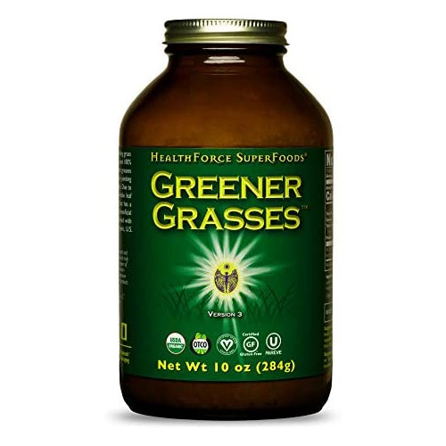 스피루리나 HealthForce SuperFoods Greener Grasses Alkalizer Powder - 5 oz - Vegan Greens Powder Superfood Complex Great Source of Fiber Promotes Healthy Gut - Gluten Free Organic - 35 Servings