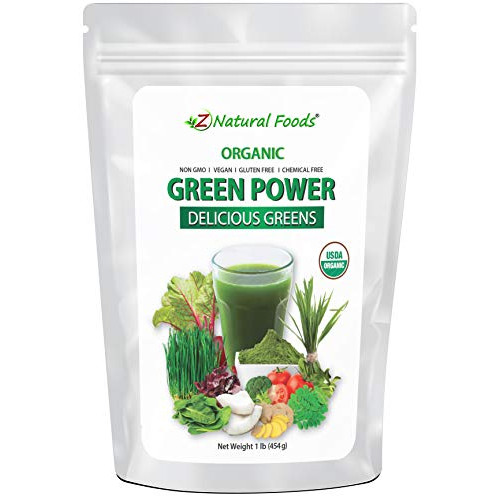 Organic Greens Superfood Powder - Barley Grass, Wheatgrass, Spirulina, Spinach, Broccoli, Alfalfa Leaf, Beet Root, Tomato, Dulse & Moringa - Raw Vegan Gluten Free - 1lb