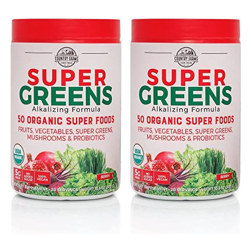 스피루리나 Country Farms Super Greens Chocolate Flavor 50 Organic Super Foods USDA Organic Drink Mix 20 Servings