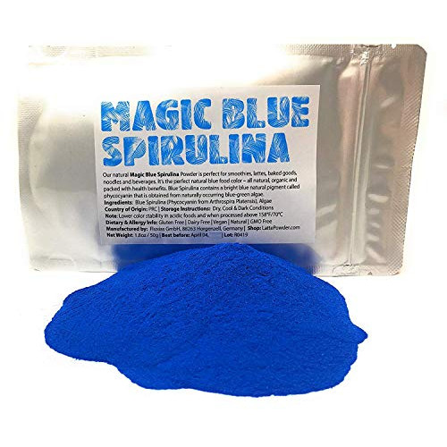 Magic Blue Spirulina Powder - Organic, Natural Blue Food Coloring | Vibrant, Natural Blue Phycocyanin - Intense Blue Color, 100% Natural, No Fishy Taste, Vegan, Gluten Free | Net Weight: 1.76oz/50g