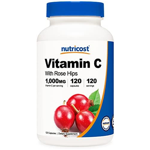 비타민 Nutricost Vitamin C With Rose Hips 1025mg 240 Capsules - Premium Non-GMO Gluten Free Vitamin C Supplement