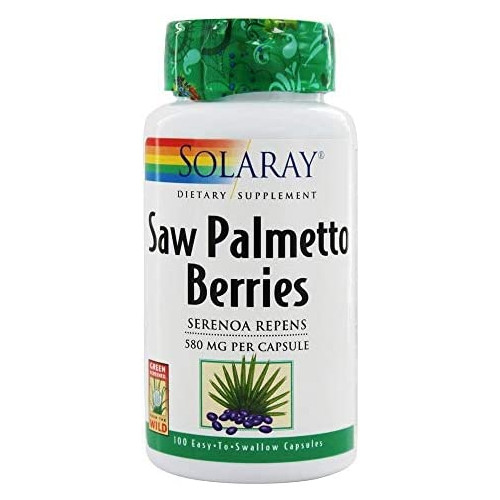 Solaray Saw Palmetto Berry 580mg | Healthy Prostate Support from Fatty Acids & Plant Sterols | Non-GMO, Vegan & Lab Verified | 50 VegCaps