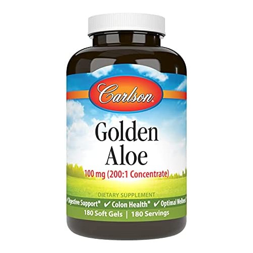 Carlson - Golden Aloe, 100 mg (200:1 Concentrate), Digestive Support & Colon Health, Optimal Wellness, 60 Softgels