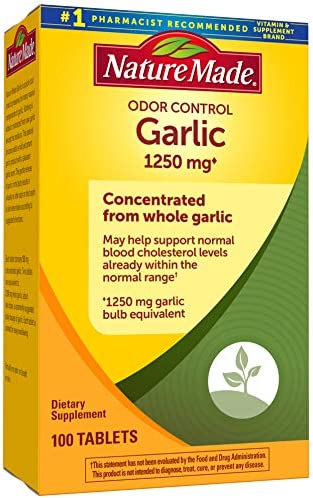 Nature Made Odor Control Garlic 1250 mg Tablets 100 Count Pack of 3