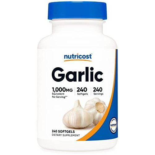 Nutricost Garlic 1000mg 240 Softgels - Premium High Potency Gluten Free Garlic Supplement