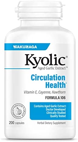 Kyolic Aged Garlic Extract Formula 106, Circulation Health, 100 Capsules (Packaging May Vary)