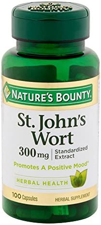 Nature Bounty St. John Wort Pills and Herbal Health Supplement, Promotes a Positive Mood, 300mg, 100 Capsules, 2 Pack