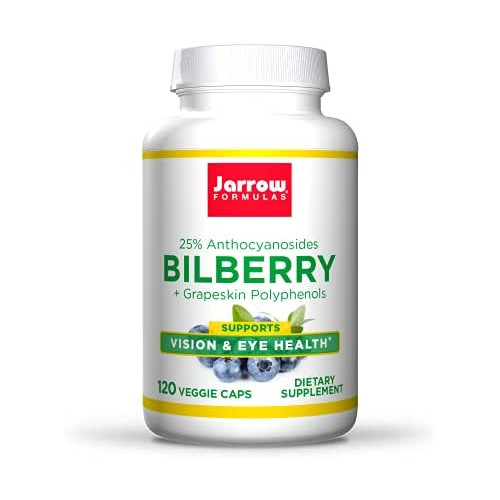 Jarrow Formulas Bilberry + Grapeskin Polyphenols 280 mg - 120 Veggie Caps - Supports Vision & Eye Health - Up to 120 Servings
