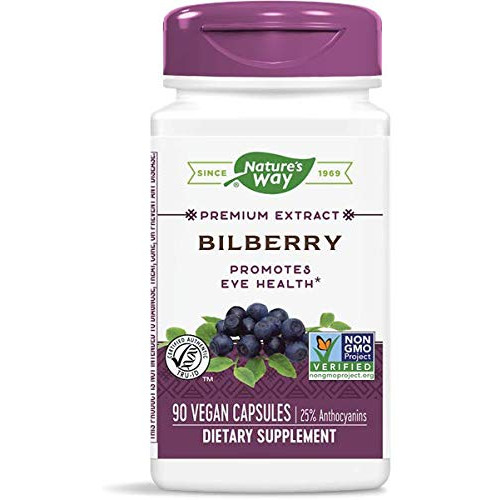 Natures Way Bilberry Standardized Extract Veg Capsules 90 ea