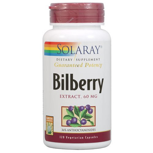 빌베리 Solaray Bilberry Extract -- 60 mg - 120 Vegetarian Capsules