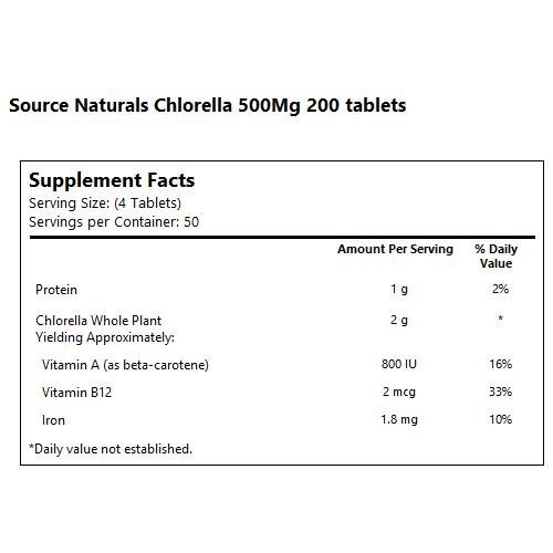 클로렐라 Source Naturals Chlorella 500 mg 200 Tablets