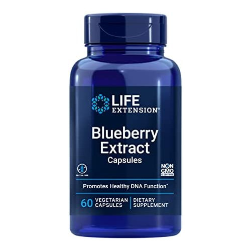 Life Extension Blueberry Extract Capsules - Whole Fruit Wild Blueberry Extract Supplement Pills- For Brain Health Support - Non-GMO, Gluten-Free ,Vegetarian - 60 Capsules
