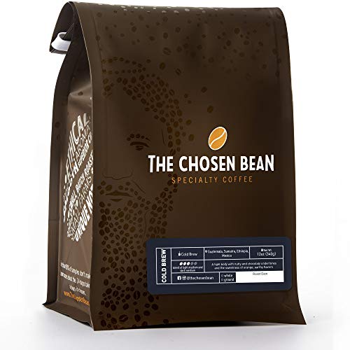 커피콩 The Chosen Bean Cold Brew Coffee, Organic Freshly Roasted Coarse Ground Beans, 12 Ounce