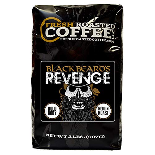 커피콩 Fresh Roasted Coffee LLC, Blackbeard’s Revenge Coffee, Artisan Blend, Medium Roast, Bold Body, Whole Bean, 12 Ounce Bag