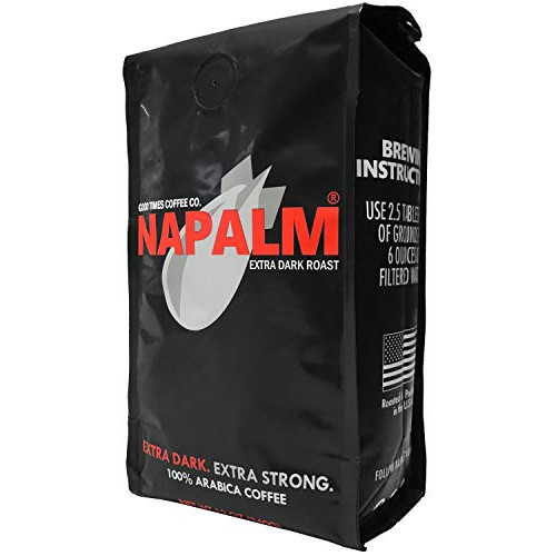 커피콩 Napalm Coffee, EXTRA DARK ROAST, Whole Bean Coffee, 100% Arabica, 12 Ounce Bag