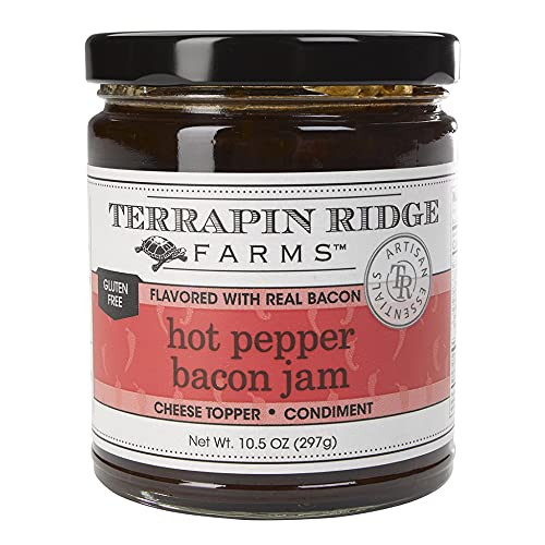 Terrapin Ridge Farms Gourmet Hot Pepper Bacon Jam for Meat, Sandwiches, Vegetables, Appetizers, and Dips u2013 One 10.5 Ounce Jar